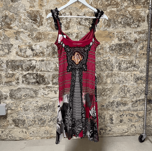 Trompe-l’œil mesh dress #0376