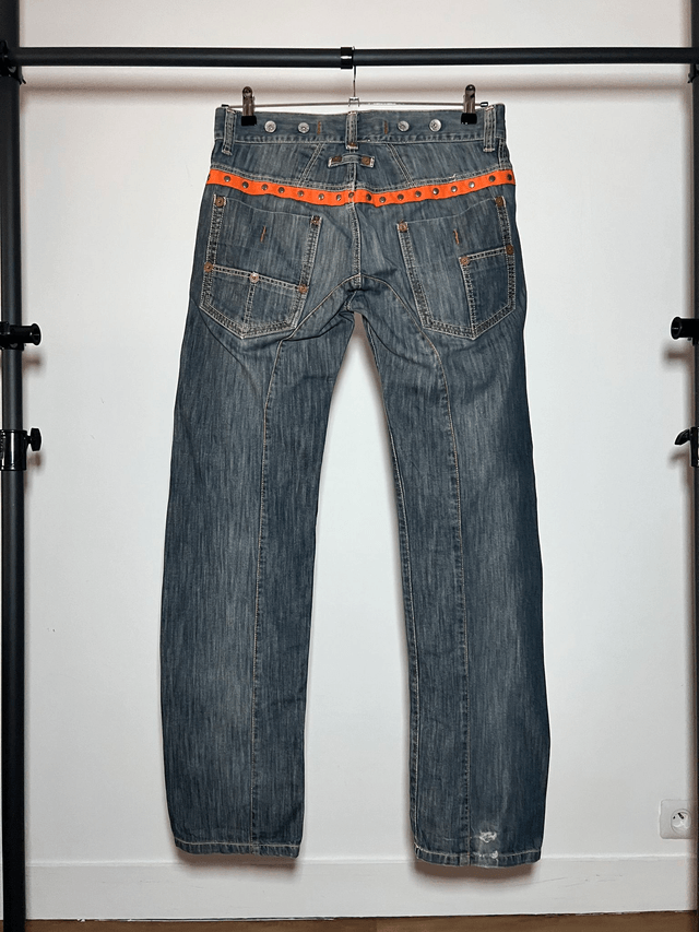 Studded denim pants #0130 