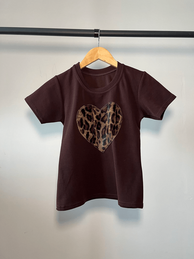 Hairy cheetah heart tee #0044