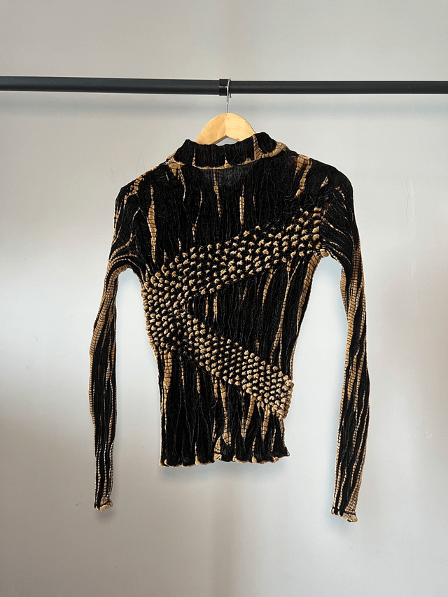 Pleated velvet shirt #0061 