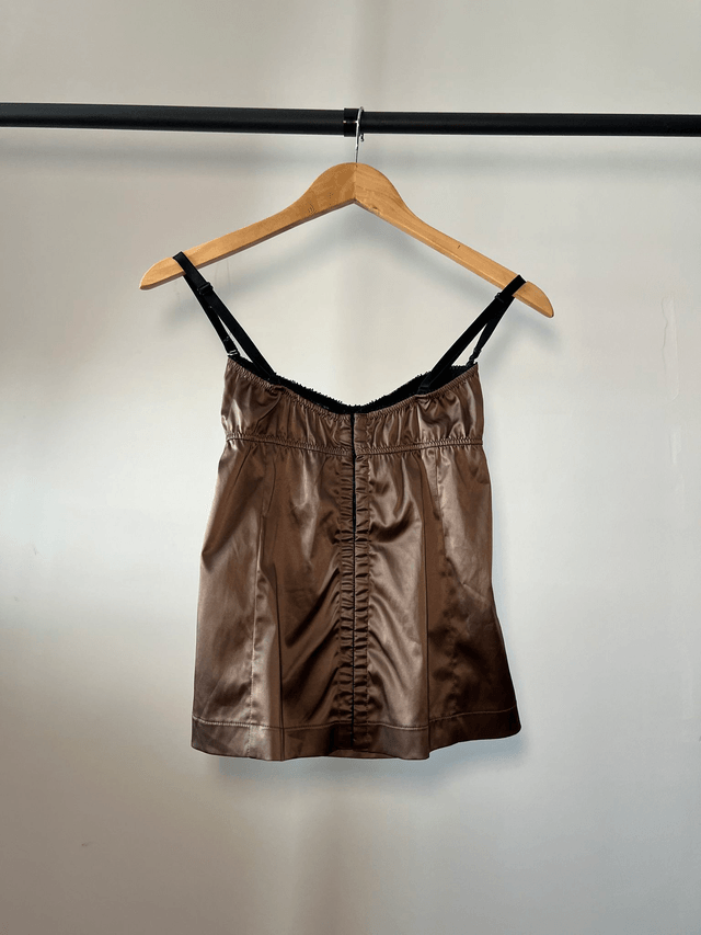 Silky brown corset #0031