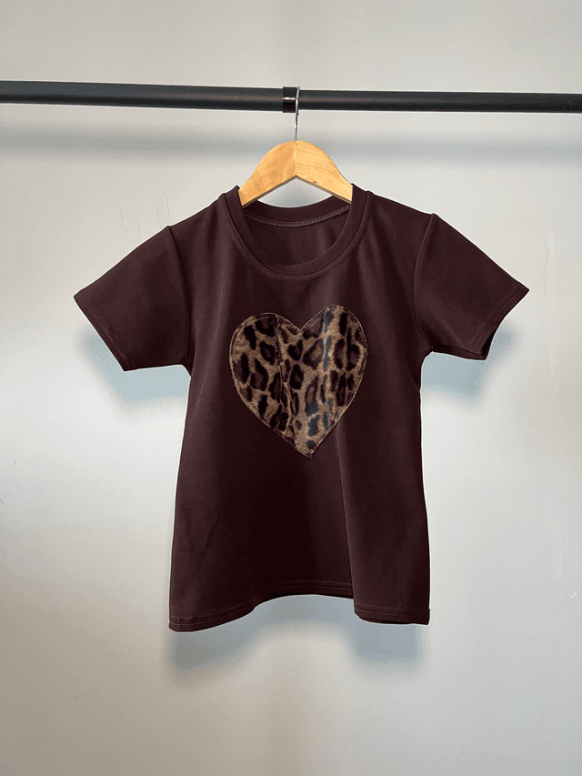 Hairy cheetah heart tee #0044